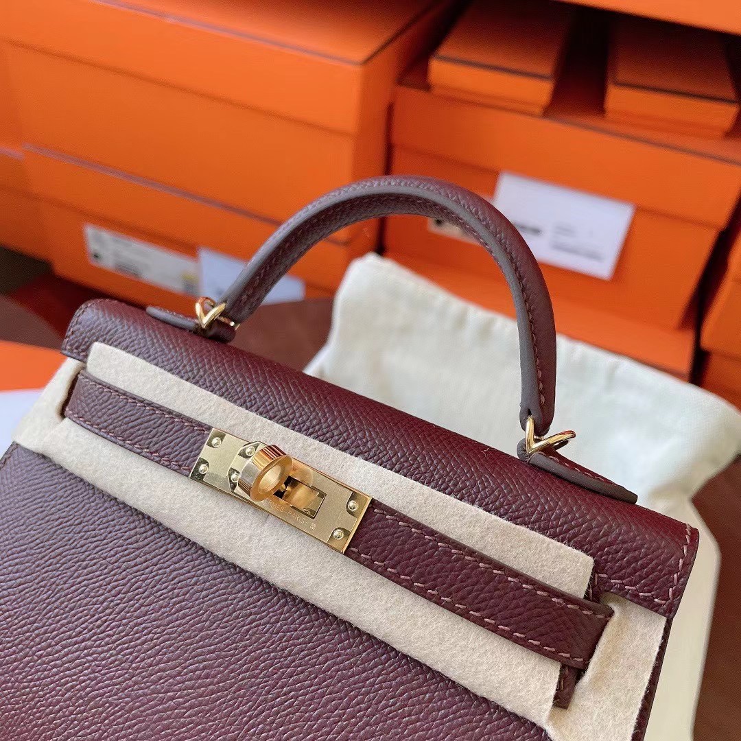 KL Mini 二代 Epsom皮 57 Bordeaux 酒红色 金扣