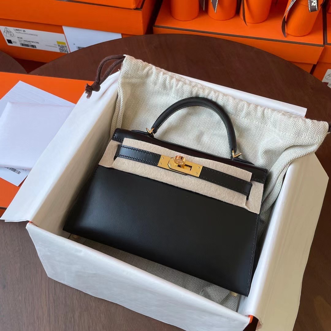 KL Mini 二代 Box皮 89 Noir 黑色 金扣