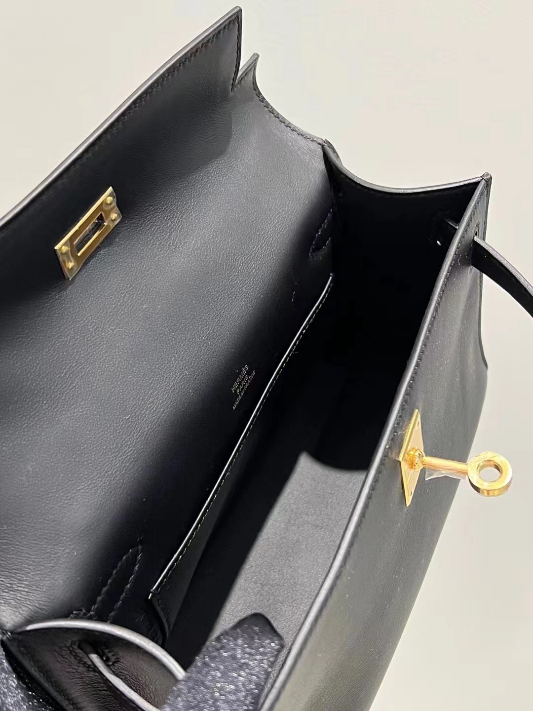 HM MiniKL Pochette 22cm Swift calfskin牛皮 CK89黑色 金扣
