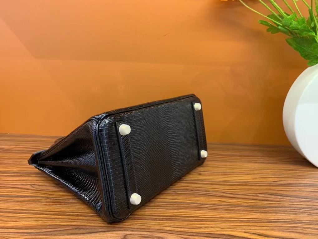 VIP一级品  BK25cm 蜥蜴皮 Lizard CK89 Noir 黑色/金扣  手工缝制 臻品鉴赏