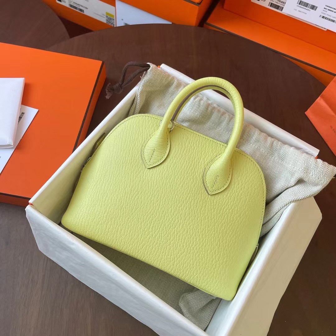Bolide Mini 18cm Chevre山羊皮 R9 Jaune Bourgeon 嫩芽黄 银扣