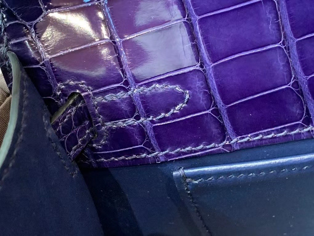 VIP一级品 kl一代 美洲鳄 73 Bleu Saphir 宝石蓝/金扣 手工缝制