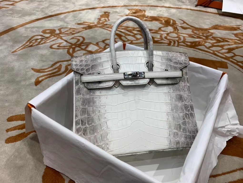 VIP一级品 BK 25cm 01喜马拉雅白  himalaya 雾面尼罗鳄鱼 两点 银扣  还自带气孔 可遇不可求 [得意]