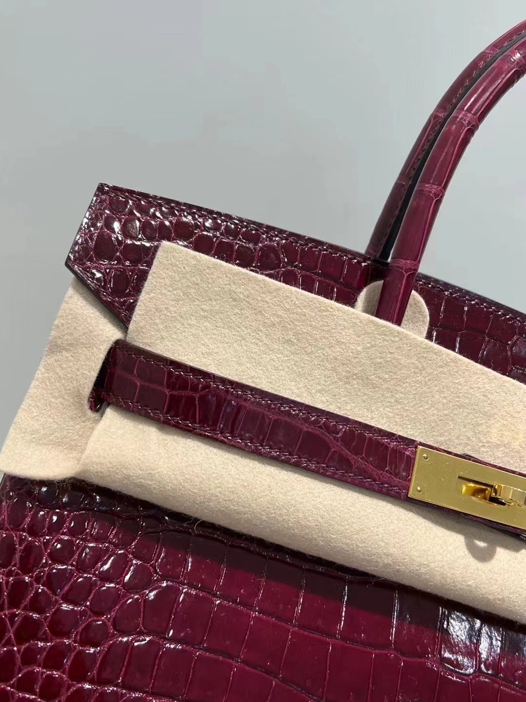 HM BK 30cm 57 Bordeaux 波尔多酒红 Shiny porosus crocodile