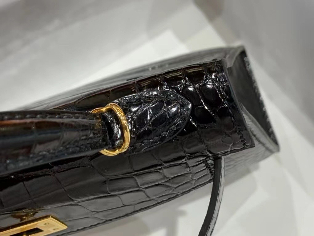 VIP一级品 Mini kl19cm 美洲鳄Alligator   CK89 Noir 黑色/金扣  手工缝制 臻品鉴赏