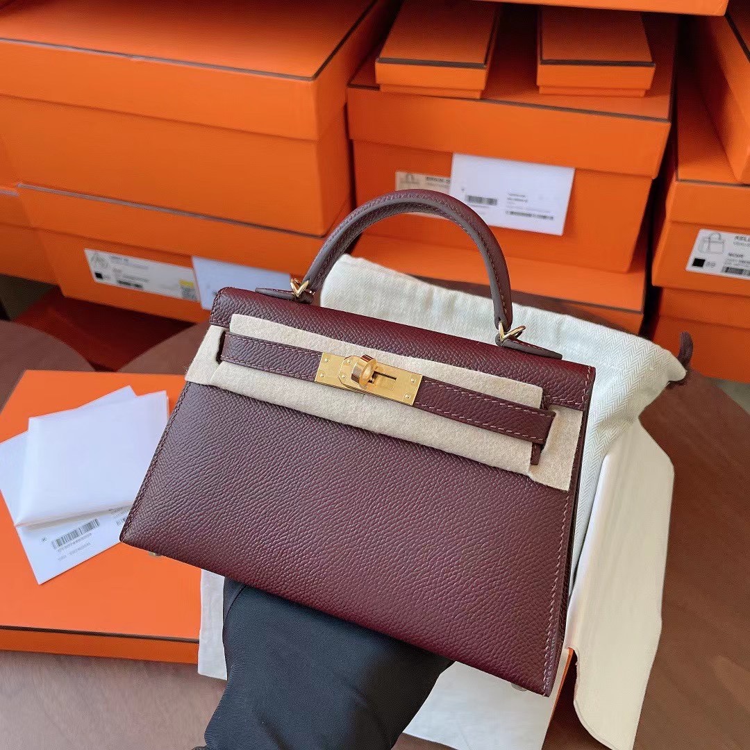 KL Mini 二代 Epsom皮 57 Bordeaux 酒红色 金扣