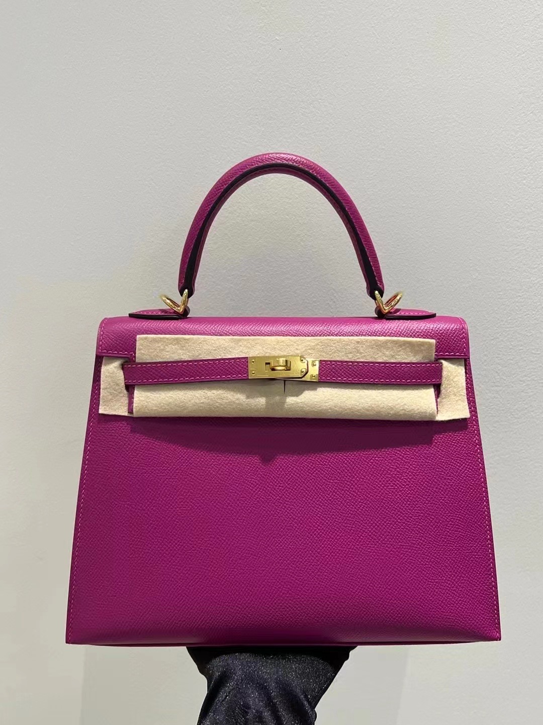 爱马仕kl包价格 HM KL Bag 25 Epsom掌纹牛皮 L3玫瑰紫 ghw