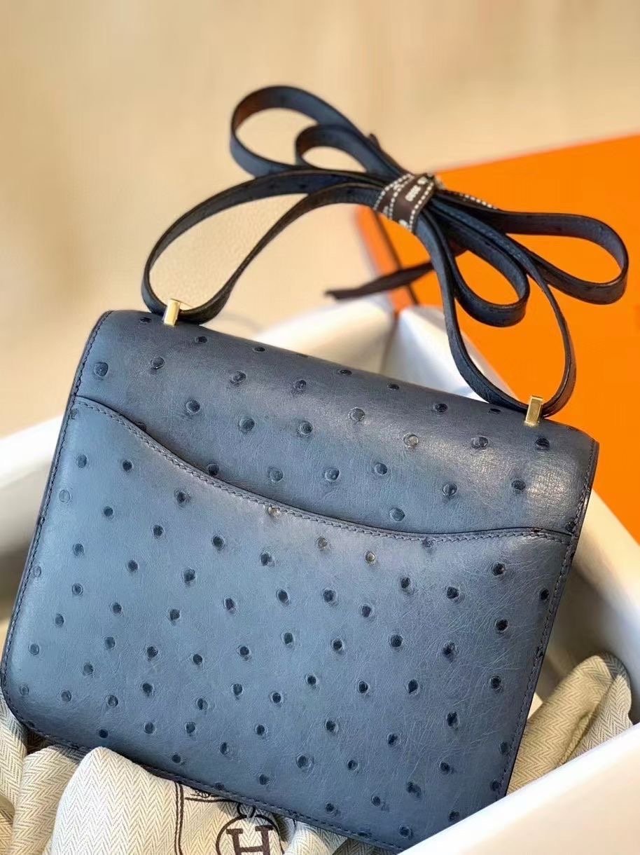 Norway HM Constance Ostrich R2 Blue agate玛瑙蓝 GHW