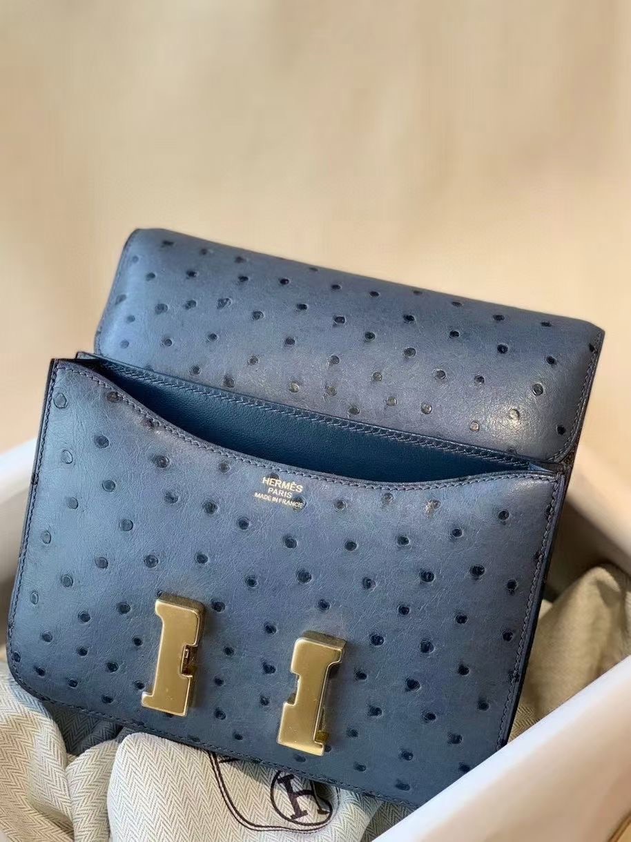 Norway HM Constance Ostrich R2 Blue agate玛瑙蓝 GHW