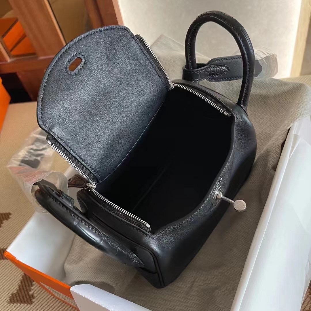 Kuwait Hermès LD Mini 89 Noir Touch Matte Alligator Crocodile PHW