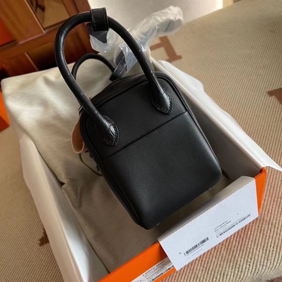 Kuwait Hermès LD Mini 89 Noir Touch Matte Alligator Crocodile PHW