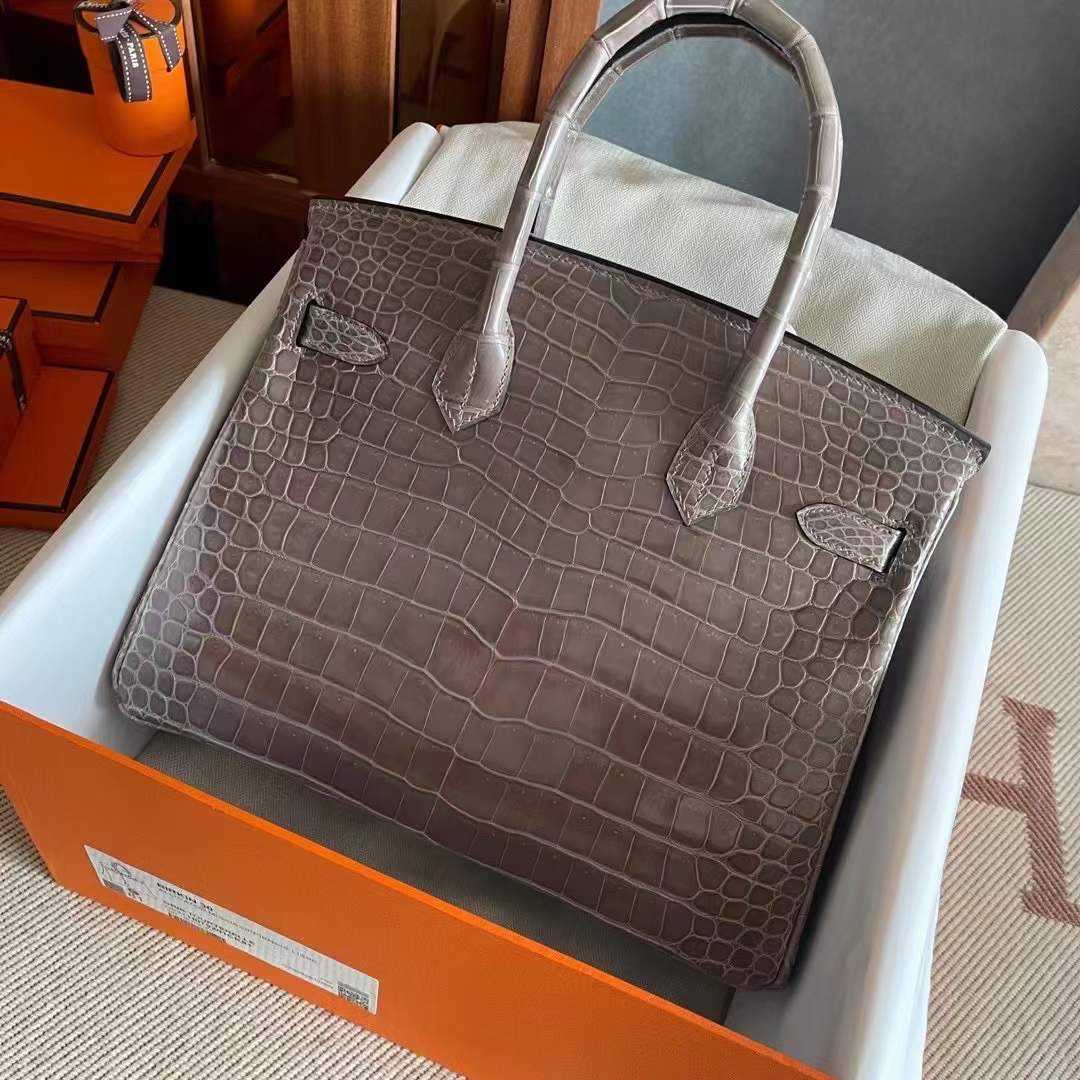 United Arab Emirates HM BK 30cm CC81 Gris Tourterelle Shiny Porosus Crocodile 供珠