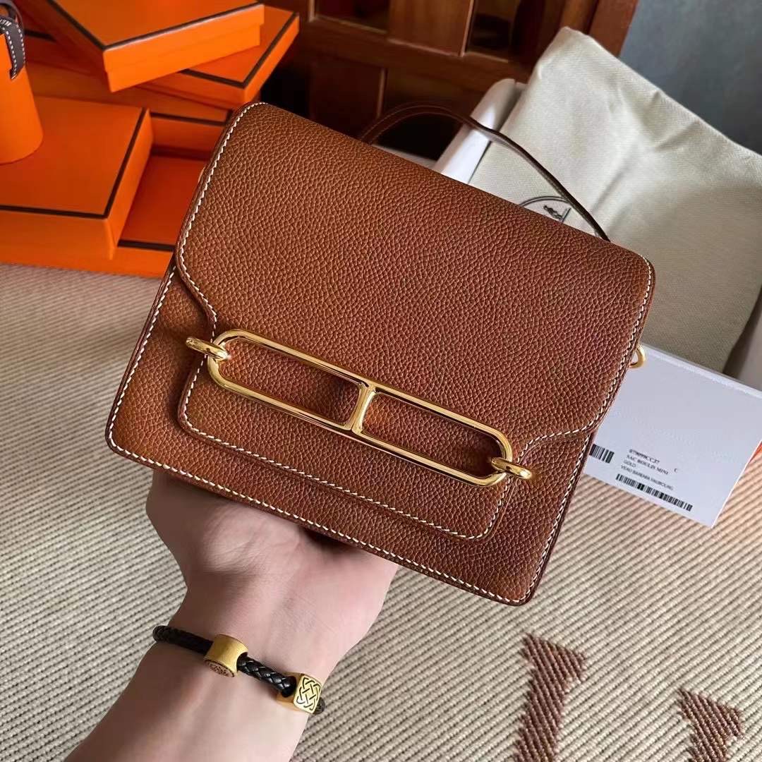 Kuwait HM Veau Barenia Faubourg rl mini 福宝皮 37 Gold 金棕  金