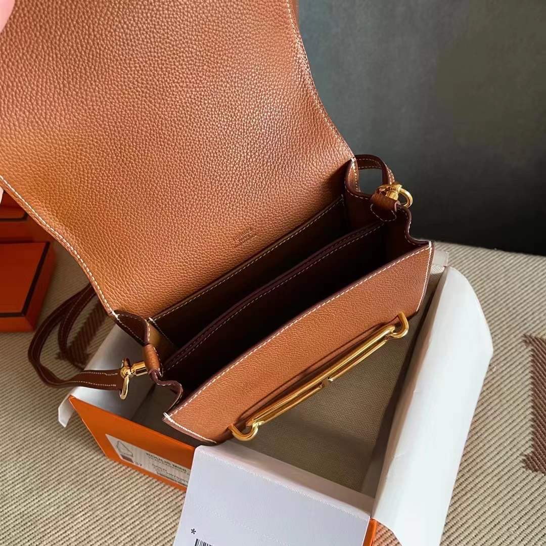 Kuwait HM Veau Barenia Faubourg rl mini 福宝皮 37 Gold 金棕  金