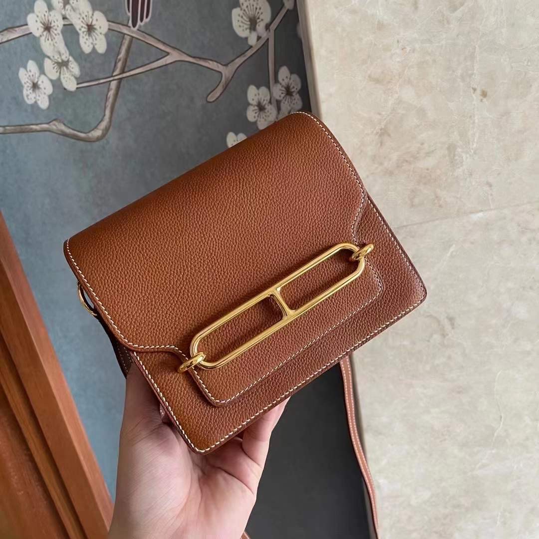 Kuwait HM Veau Barenia Faubourg rl mini 福宝皮 37 Gold 金棕  金