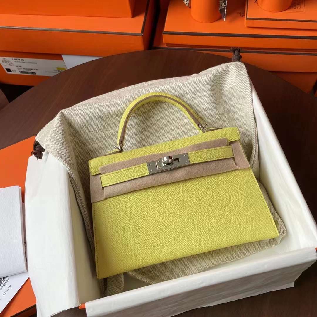 HM Germany KL mini 二代 Epsom皮 9R Lime 柠檬黄 银扣
