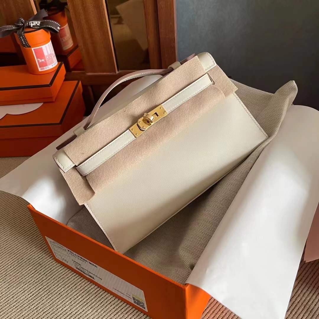 UAE HM KL pochette swift Craie CK10奶昔白  Gold HW金