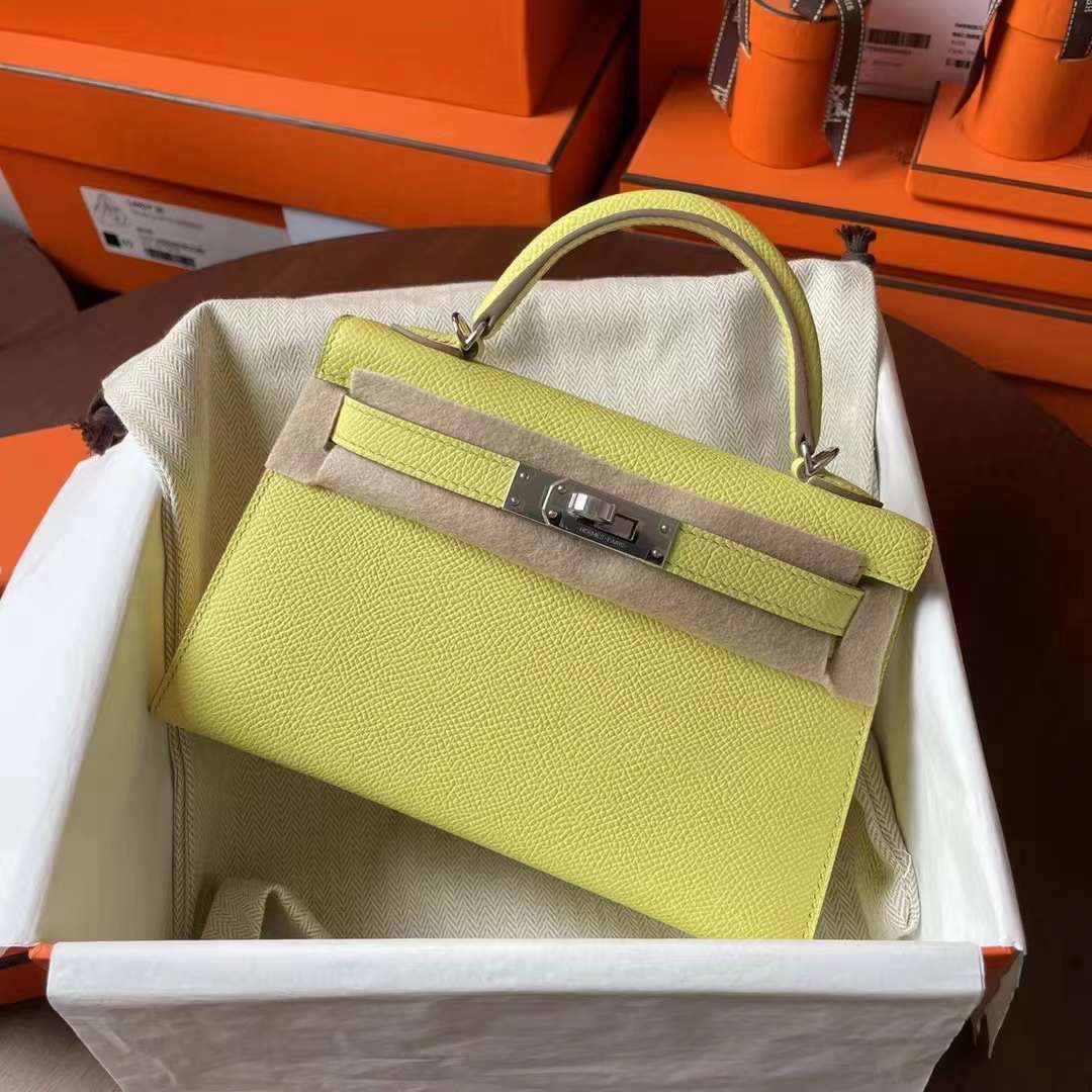 HM Germany KL mini 二代 Epsom皮 9R Lime 柠檬黄 银扣