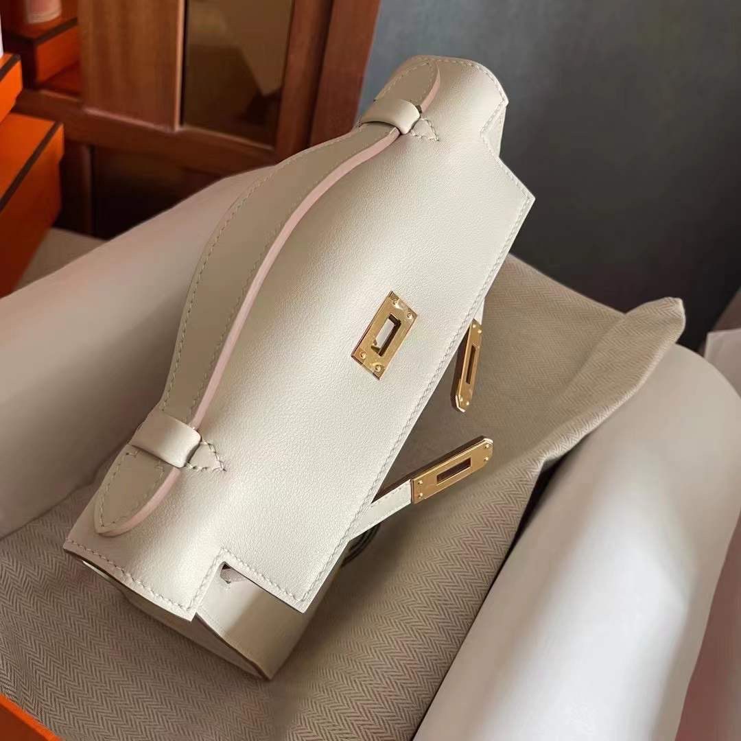 UAE HM KL pochette swift Craie CK10奶昔白  Gold HW金