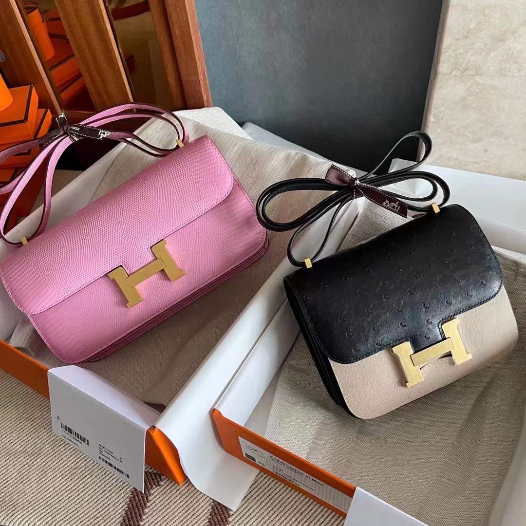 Kuwait hm constance 19 ostrich leather 89 noir