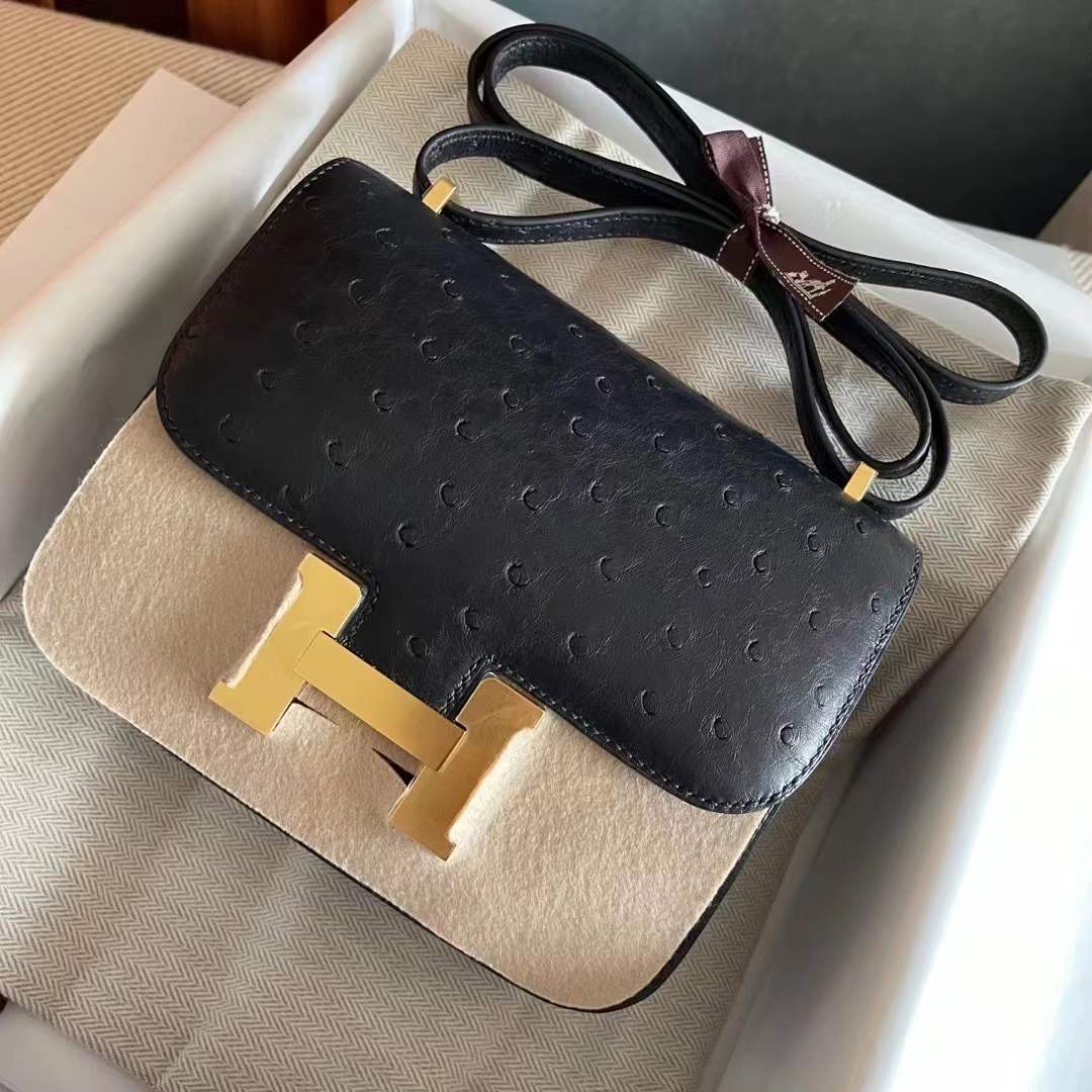 Kuwait hm constance 19 ostrich leather 89 noir
