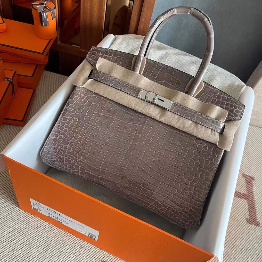 United Arab Emirates HM BK 30cm CC81 Gris Tourterelle Shiny Porosus Crocodile 供珠