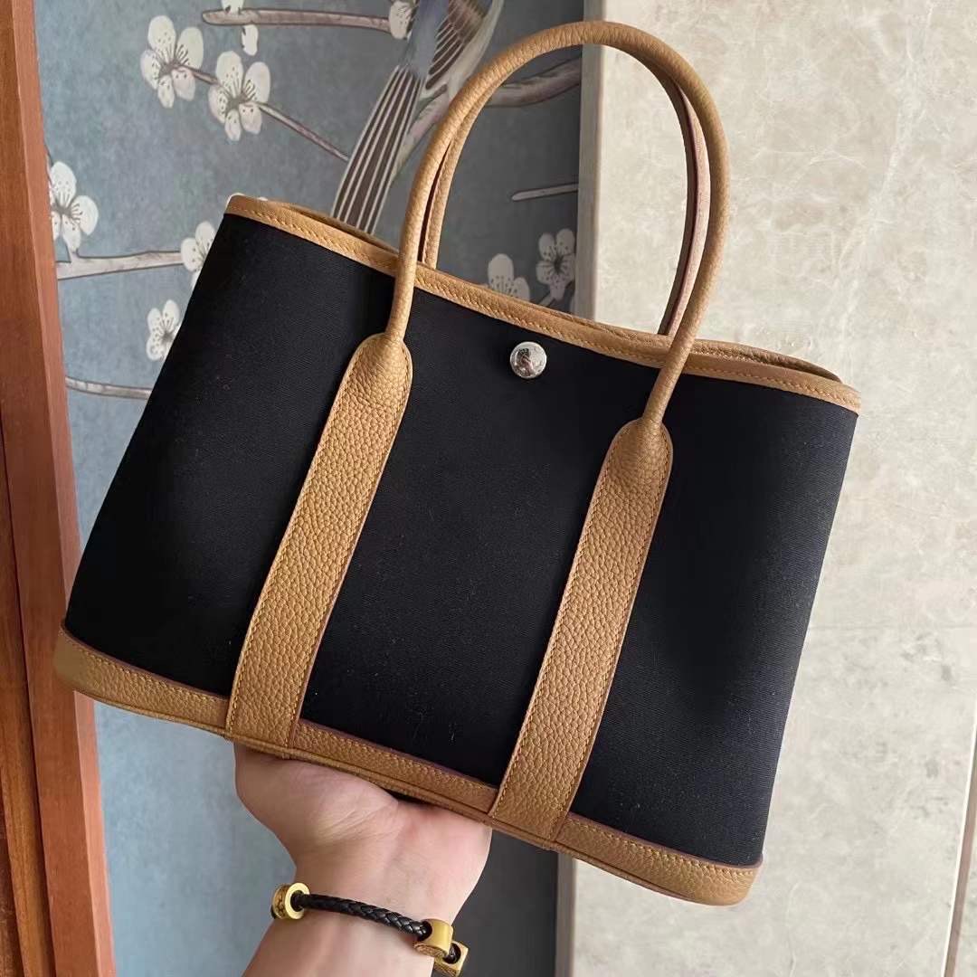 Garden party 花园包 30cm 3G Alezan 栗子色拼帆布