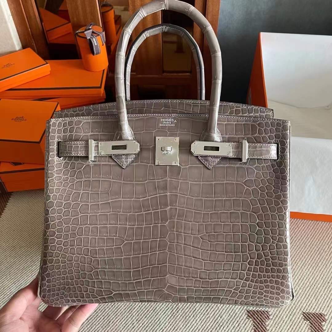 United Arab Emirates HM BK 30cm CC81 Gris Tourterelle Shiny Porosus Crocodile 供珠