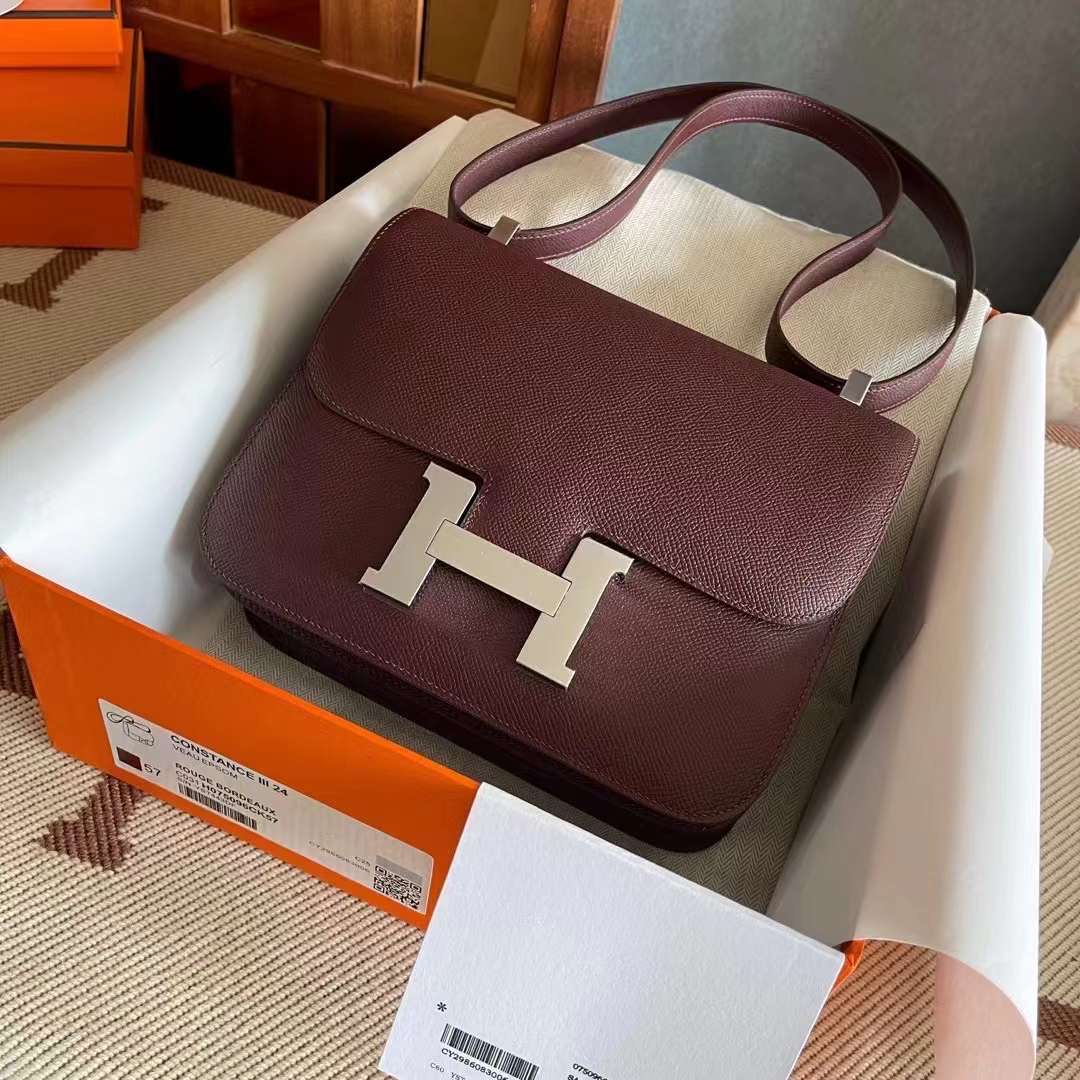 Kuwait Store HM constance 24 epsom 57 Bordeaux 波尔多红  银