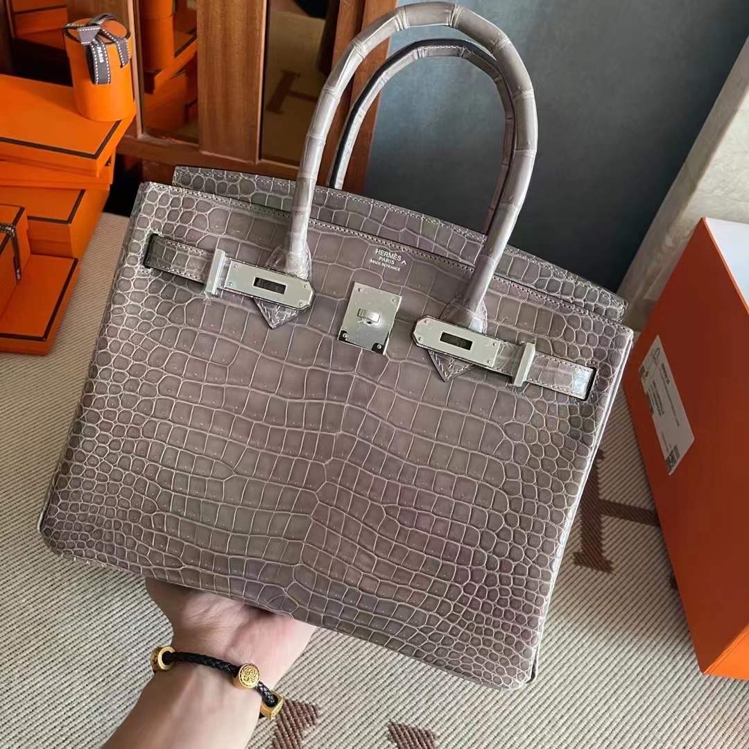 United Arab Emirates HM BK 30cm CC81 Gris Tourterelle Shiny Porosus Crocodile 供珠