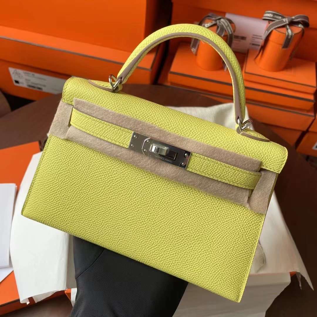 HM Germany KL mini 二代 Epsom皮 9R Lime 柠檬黄 银扣