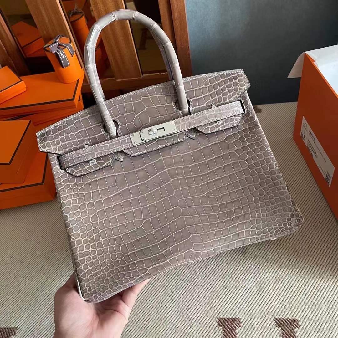 United Arab Emirates HM BK 30cm CC81 Gris Tourterelle Shiny Porosus Crocodile 供珠