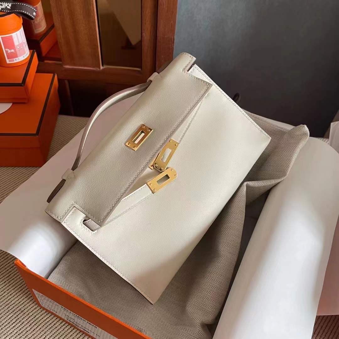 UAE HM KL pochette swift Craie CK10奶昔白  Gold HW金