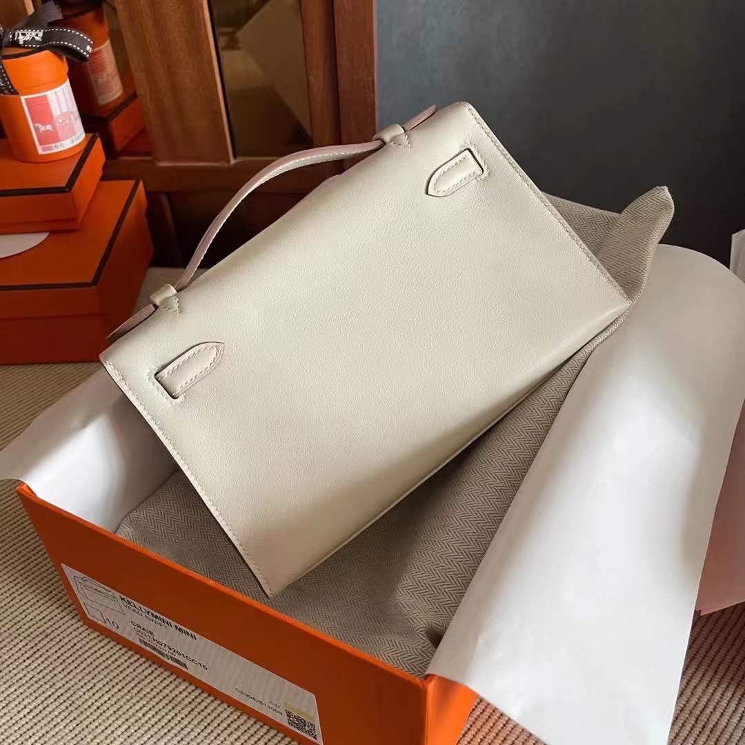UAE HM KL pochette swift Craie CK10奶昔白  Gold HW金