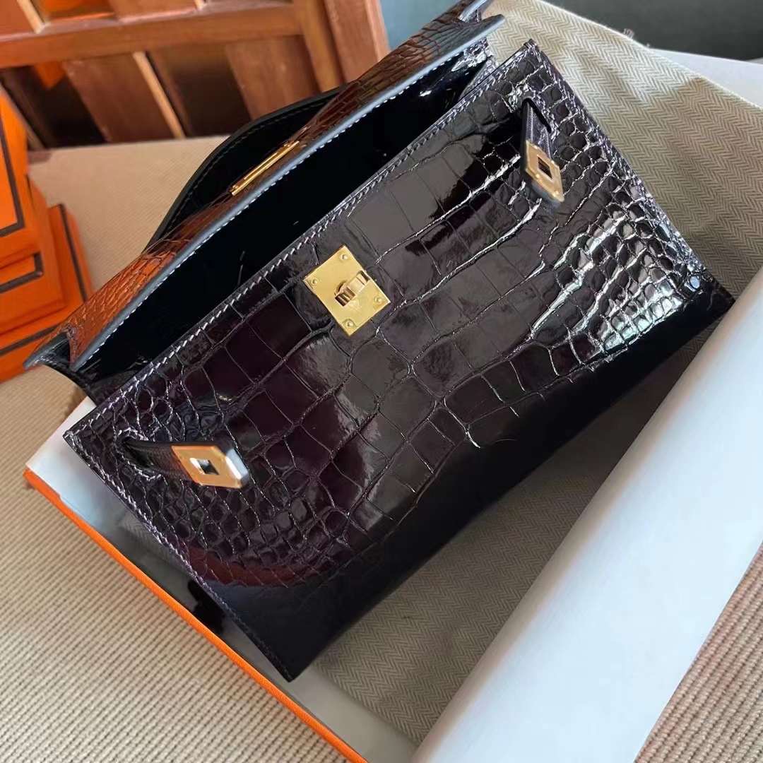 HM kl pochette crocodile Alligator leather N5 Purple