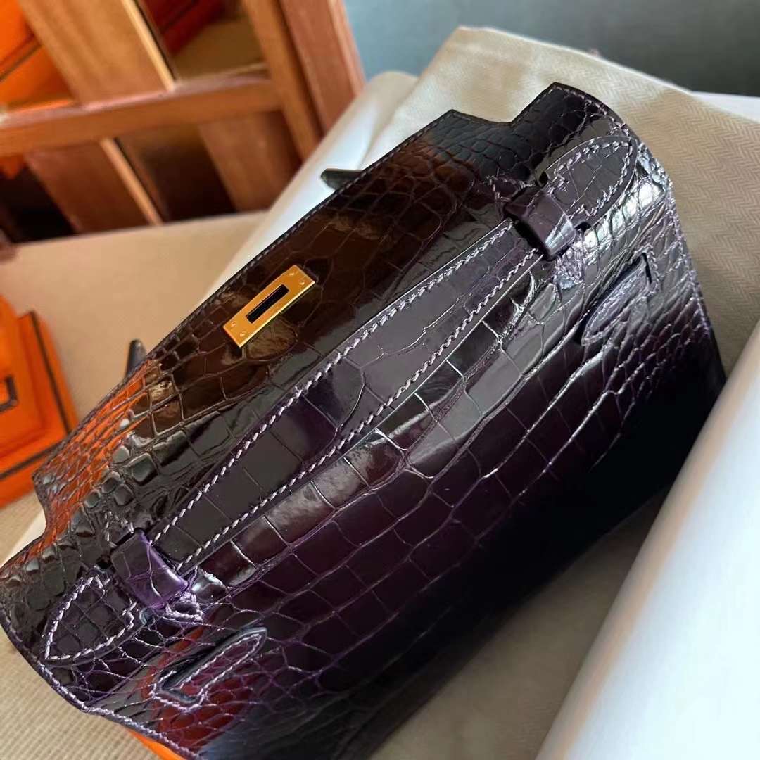 HM kl pochette crocodile Alligator leather N5 Purple