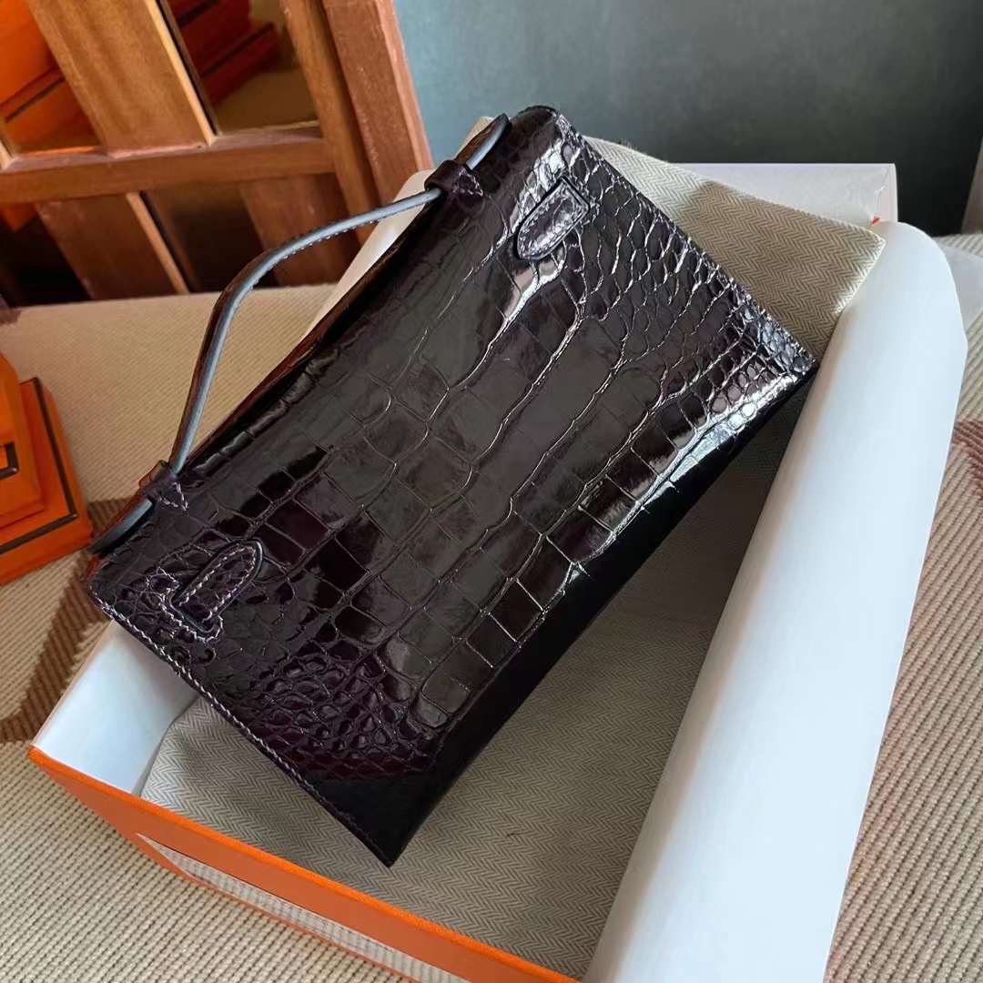 HM kl pochette crocodile Alligator leather N5 Purple