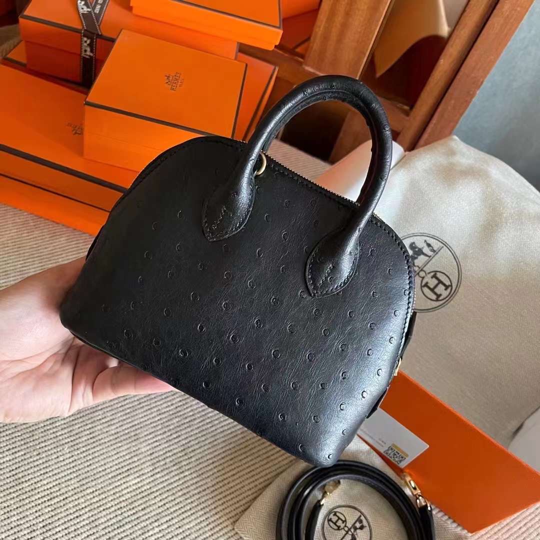 bolide mini ostrich 鸵鸟皮  89 noir 黑金