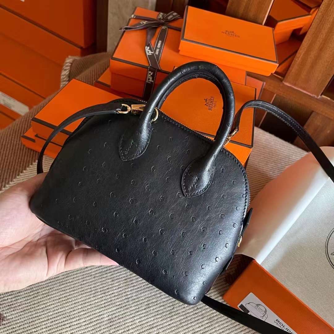 bolide mini ostrich 鸵鸟皮  89 noir 黑金