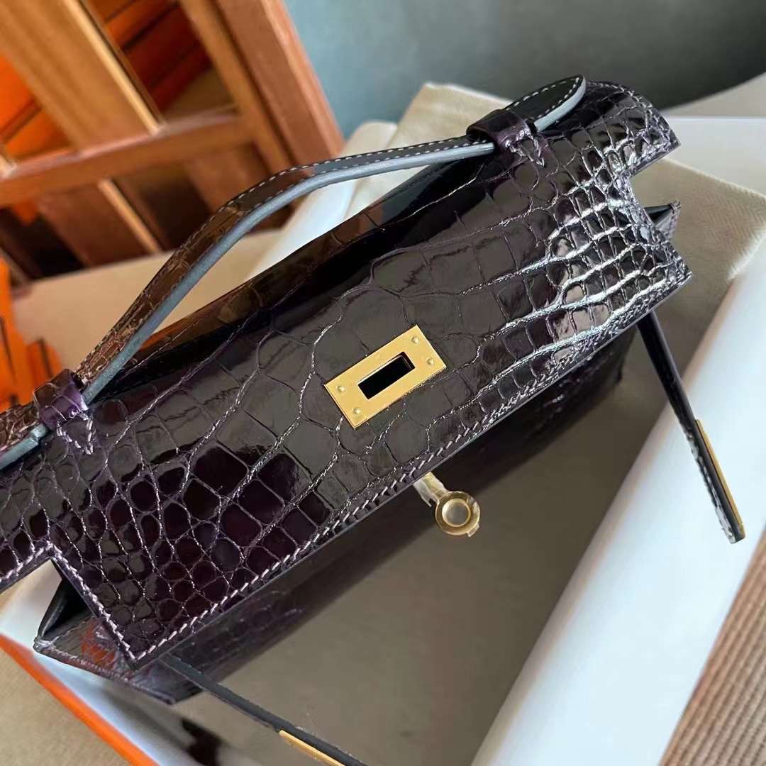HM kl pochette crocodile Alligator leather N5 Purple