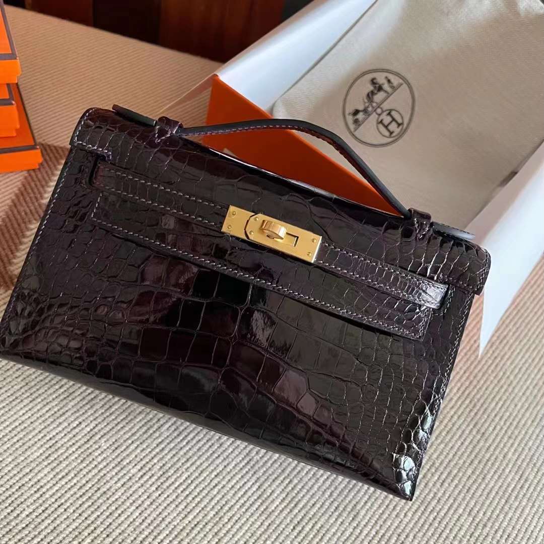 HM kl pochette crocodile Alligator leather N5 Purple