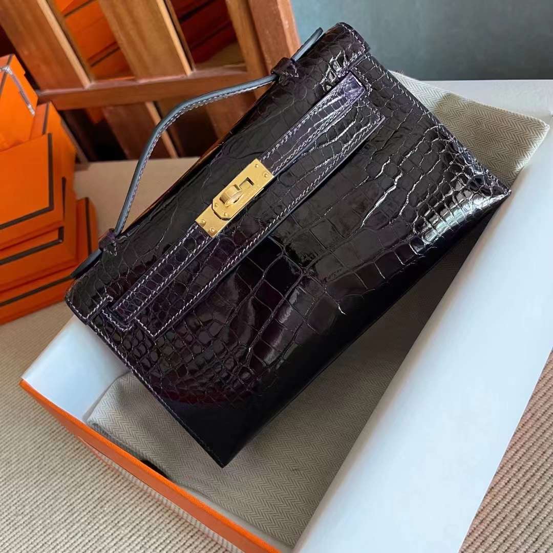 HM kl pochette crocodile Alligator leather N5 Purple