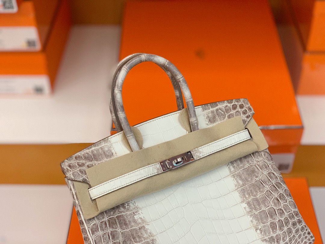 皇后级 BK 25cm Crocodile leather 铂金包 01喜马拉雅白 himalaya 雾面尼罗鳄鱼 两点 银扣 还自带气孔 可遇不可求 [得意]