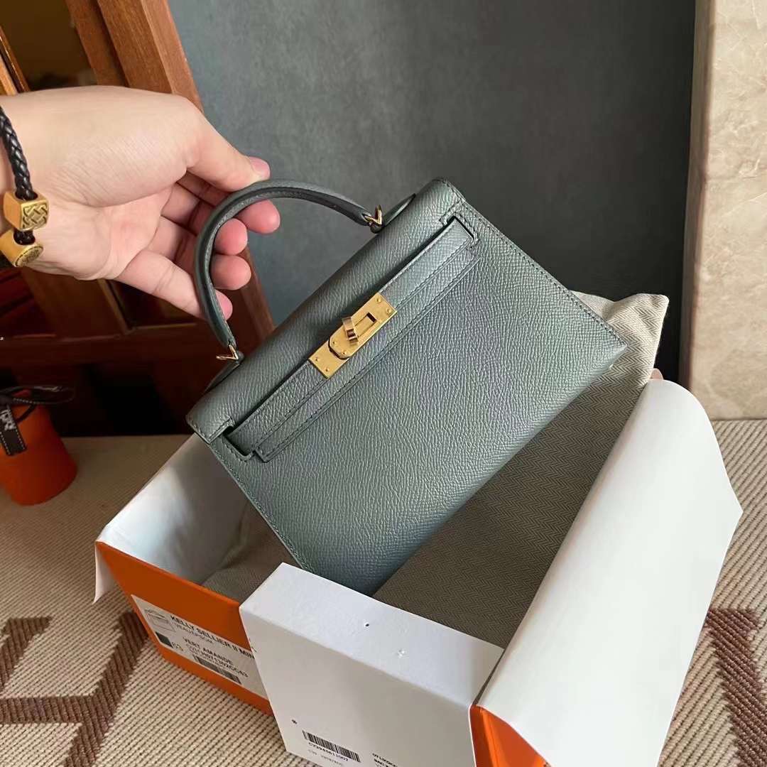 Qatar HM KL Mini 二代 Epsom皮 63 amande 杏绿 Ghw