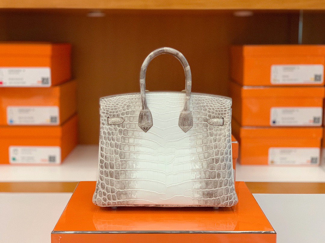 皇后级 BK 25cm Crocodile leather 铂金包 01喜马拉雅白 himalaya 雾面尼罗鳄鱼 两点 银扣 还自带气孔 可遇不可求 [得意]