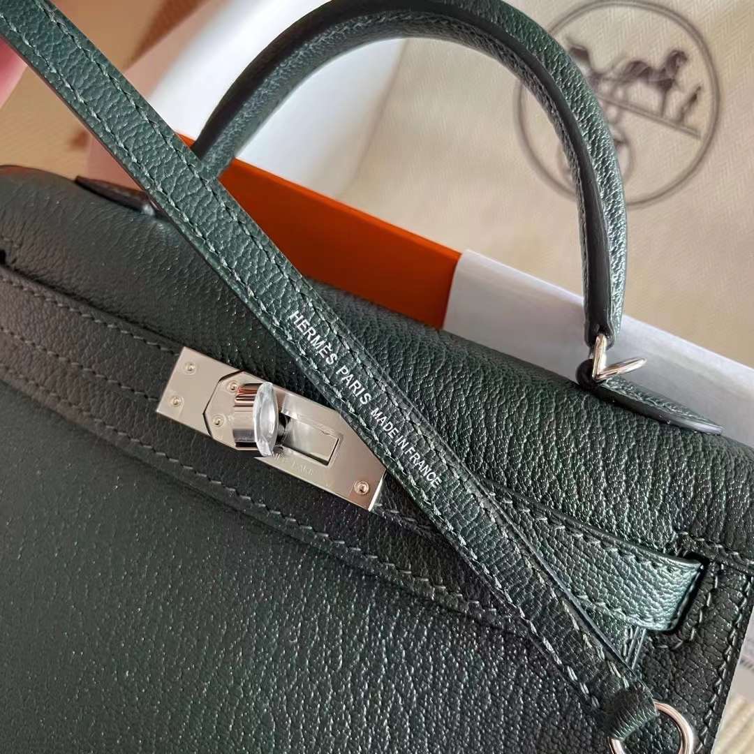 KL mini 二代 山羊皮 6O Vẻt Cypress 松柏绿 内拼蓝  银