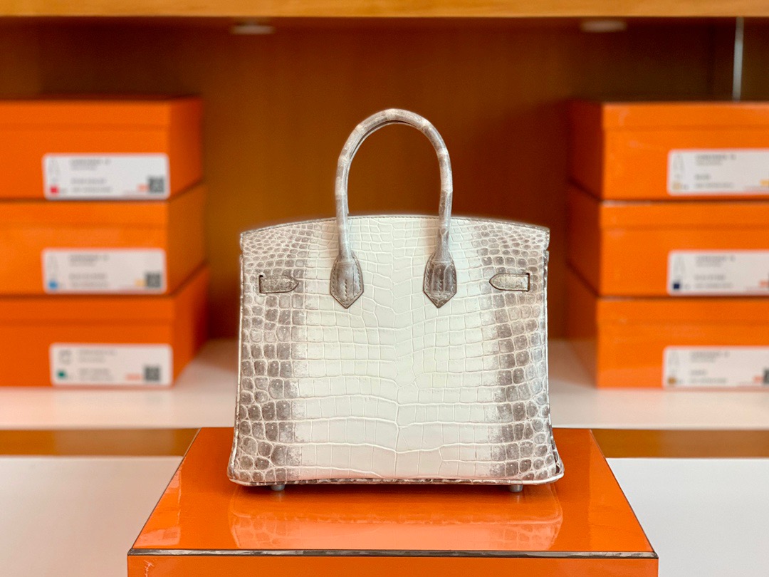 皇后级 BK 25cm Crocodile leather 铂金包 01喜马拉雅白 himalaya 雾面尼罗鳄鱼 两点 银扣 还自带气孔 可遇不可求 [得意]