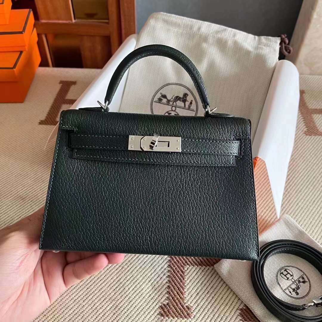 KL mini 二代 山羊皮 6O Vẻt Cypress 松柏绿 内拼蓝  银