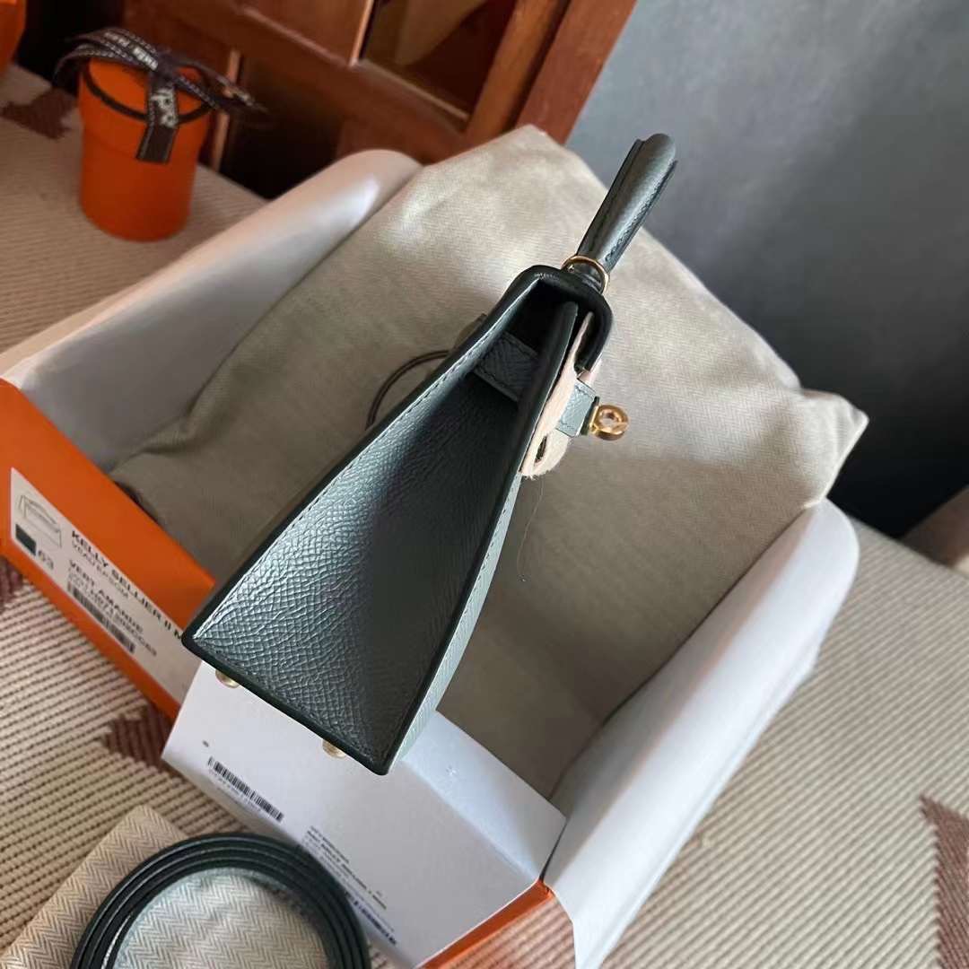 Qatar HM KL Mini 二代 Epsom皮 63 amande 杏绿 Ghw