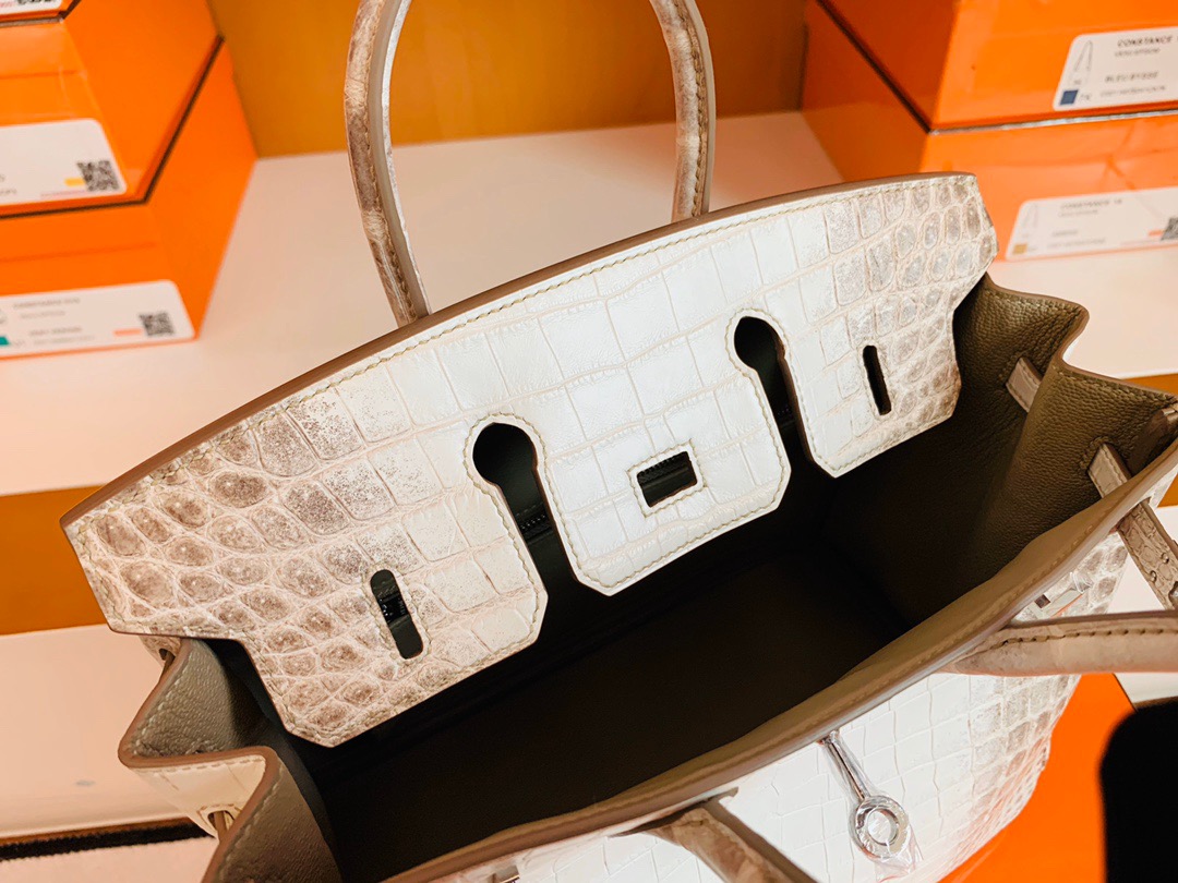 皇后级 BK 25cm Crocodile leather 铂金包 01喜马拉雅白 himalaya 雾面尼罗鳄鱼 两点 银扣 还自带气孔 可遇不可求 [得意]